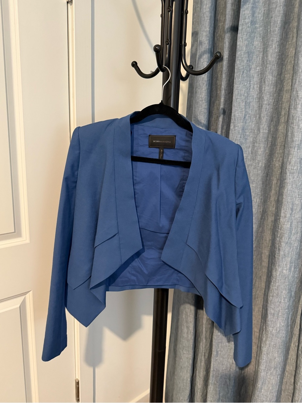BCBGMaxAzria Royal Blue Draped Cropped Blazer
